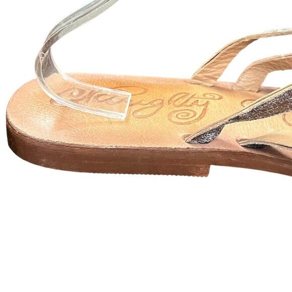 Naughty Monkey Womens Metallic Leather Toe Ring Sandals Strappy Shoes Flats 6.5 - Picture 3 of 16